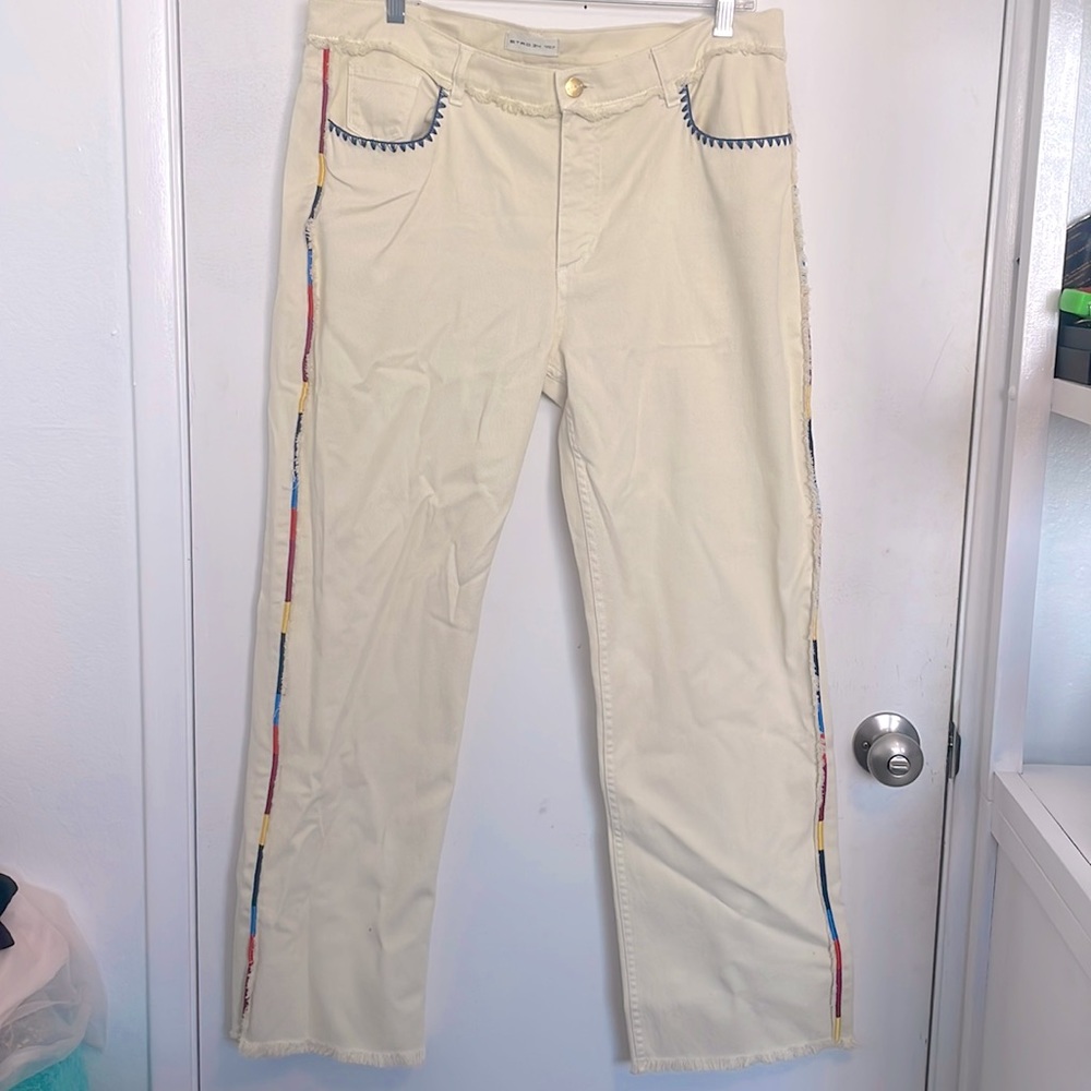 Etro Jeans beige with colored stitching